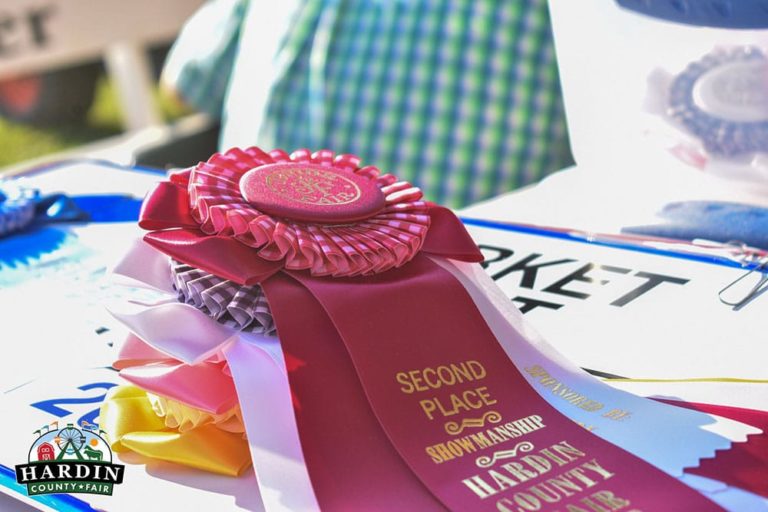 Hardin County fair ribbon displaying second place for showmanship.