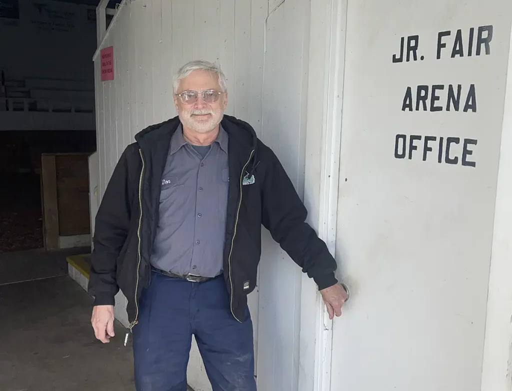 Don Spar, now retired from the Hardin County Fair Board prepares for another fair in the Junior Fair Arena Office.