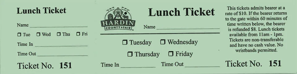Hardin Co Fair lunch ticket
